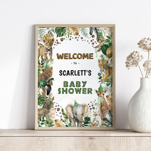 Poster Safari Wild Party Animaux Baby shower Bienvenue