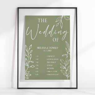 Poster Sage Boho Flower Programme de mariage simple Calen