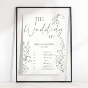Poster Sage Boho Flower Programme de mariage simple Calen