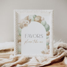 Sage Boho Pampas Grass Arch Baby shower Faveurs