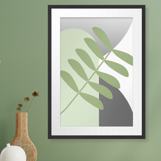 Poster Sage et Grey Botanique sans cadre (This minimalist boho poster features shades of sage green and gray and is ready to frame.)
