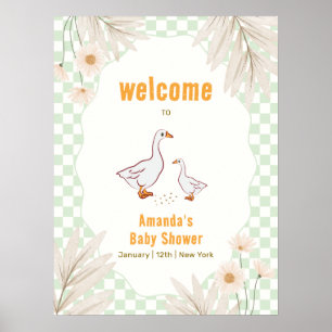 Poster Sage Gingham Bohème Daisy Oie Bienvenue à la Baby 