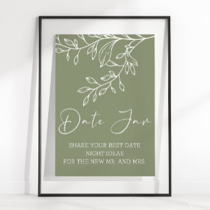 Poster Sage Green Boho Fleurs Date Nuit