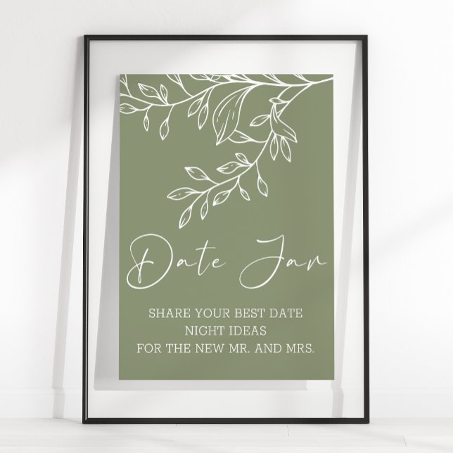 Poster Sage Green Boho Fleurs Date Nuit (Créateur téléchargé)