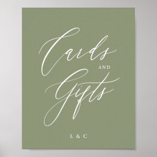 Poster Sage Green Calligraphie Formelle Cartes de Mariage