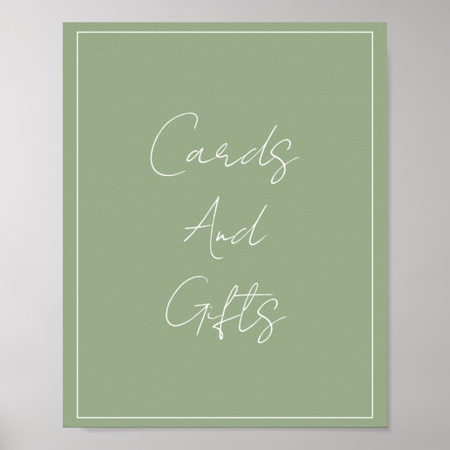 Poster Sage Green Elegant Fête des mariées Mariage person (Devant)
