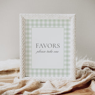 Poster Sage Green En vichy Baby shower Faveurs Signer