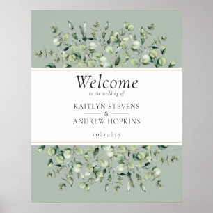 Poster Sage Green Eucalyptus Mariage Bienvenue 