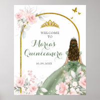 Sage Green Gold Princesse Quinceanera Bienvenue