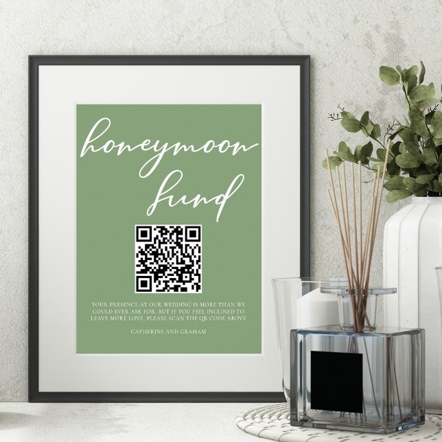 Poster Sage Green Mariage Honmoon Fund QR Code (Créateur téléchargé)