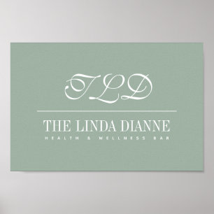 Poster Sage Green Modern Monogramme Nom Entreprise