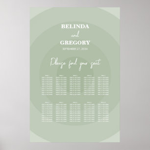 Poster Sage Green Moderne Monogramme Mariage Carte de siè