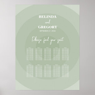 Poster Sage Green Moderne Monogramme Mariage Carte de siè