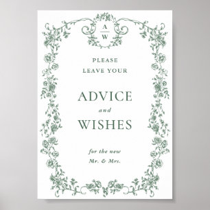 Poster Sage Green Ornate Floral Victorien Conseils & Souh