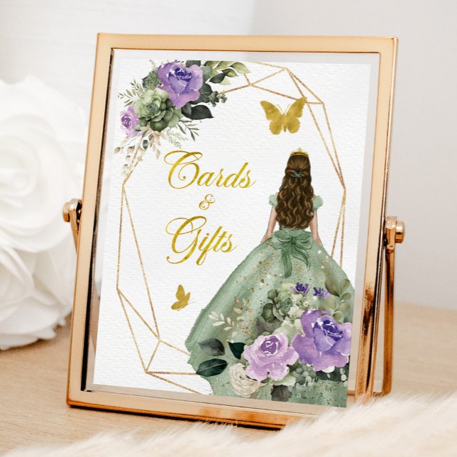 Poster Sage Green Purple Quinceañera Cartes et cadeaux (Créateur téléchargé)