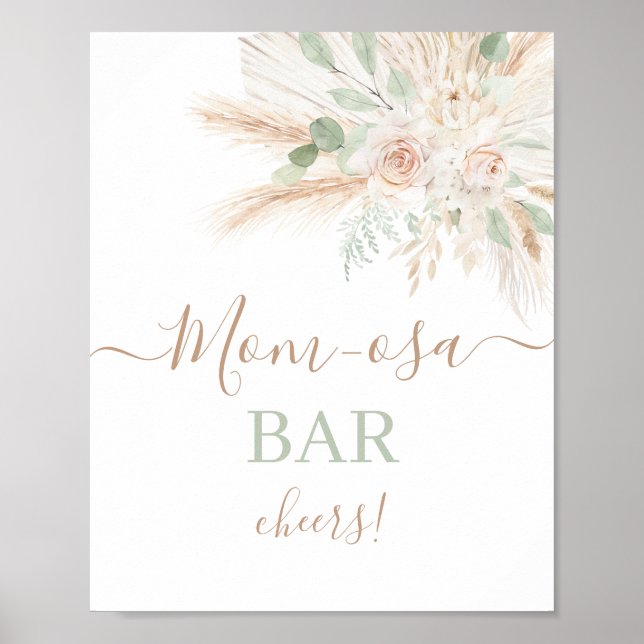 Poster Sage Green Tropical Mimosa Bar signe (Devant)
