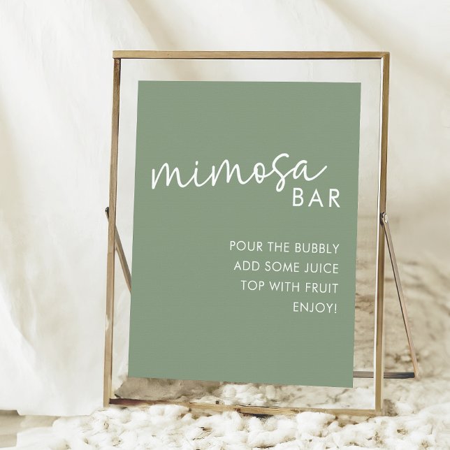 Poster Sage Minimaliste Fête des mariées Script Mimosa Ba (Créateur téléchargé)