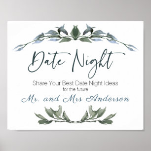 Poster Sage Silver Green Floral Date Nuit Signal