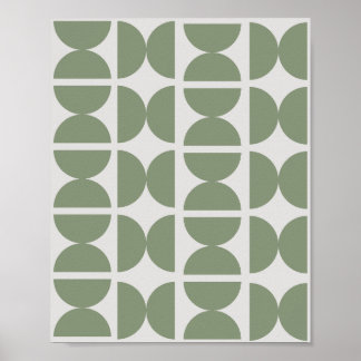 Poster Sage vert contemporain demi-lune rétro les années 