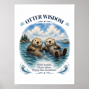 Poster Sagesse de la loutre aquarelle Inspirante