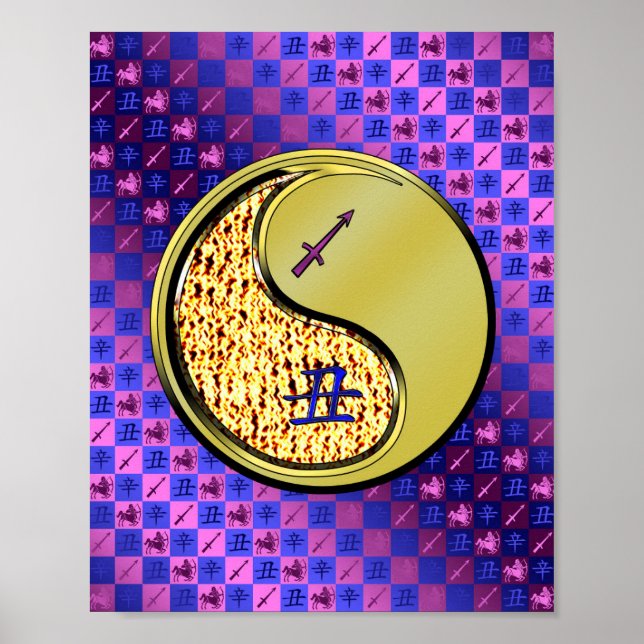 Poster Sagittaire & Ox métallique (Devant)