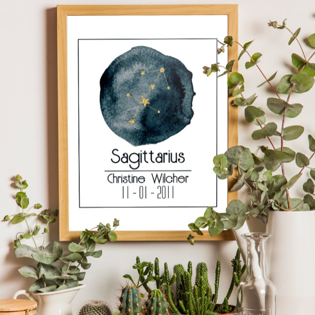 Poster Sagittarius signe Zodiac : Nom personnalisé et ann (Créateur téléchargé)