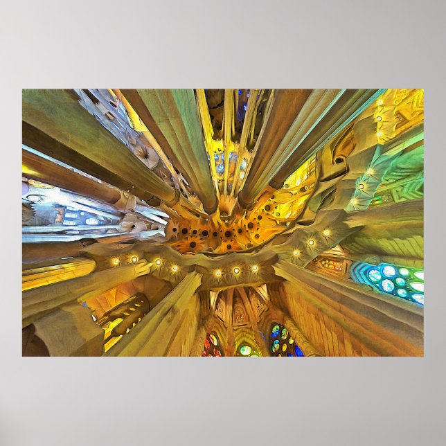 Poster Sagrada Familia. Intérieur. Vue 27. (Devant)