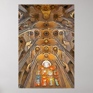 Poster Sagrada Familia. Intérieur. Vue 7.