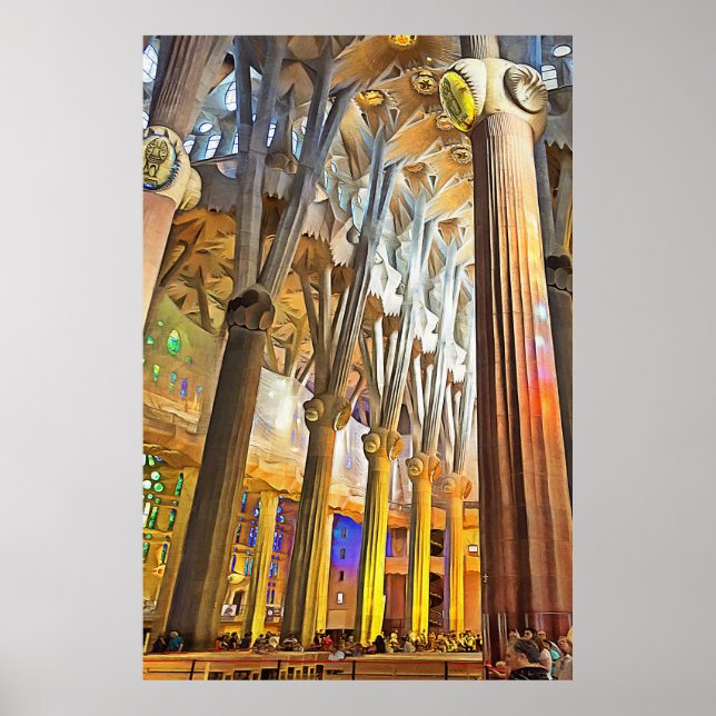 Poster Sagrada Familia. Intérieur. Vue 9. (Devant)