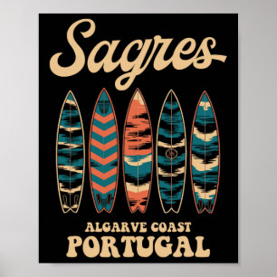 Poster Sagres côte de l'Algarve Portugal Planche de surf