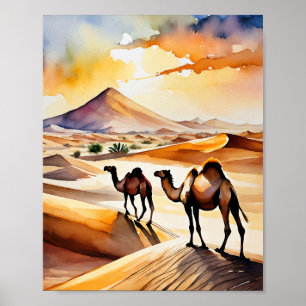 Poster Sahara Desert Watercolor Art Imprimer