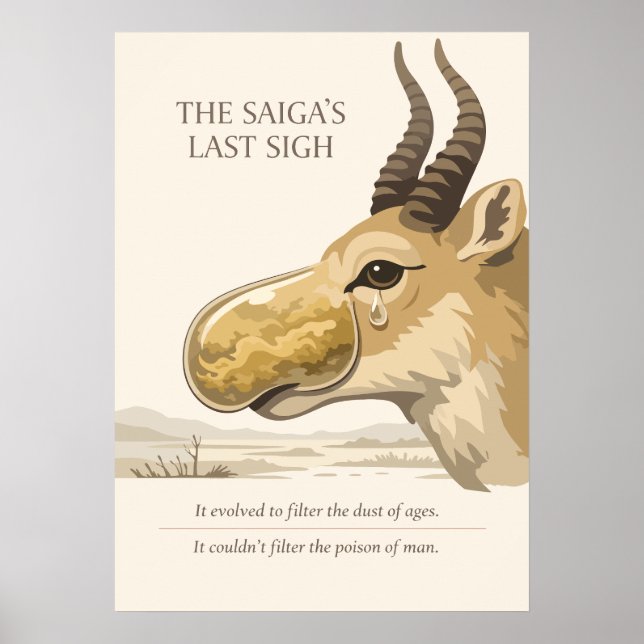 Poster Saiga Antelope Conservation Art (Devant)