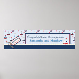 Poster Sailboats Nautical Baptism Banner Made to Order