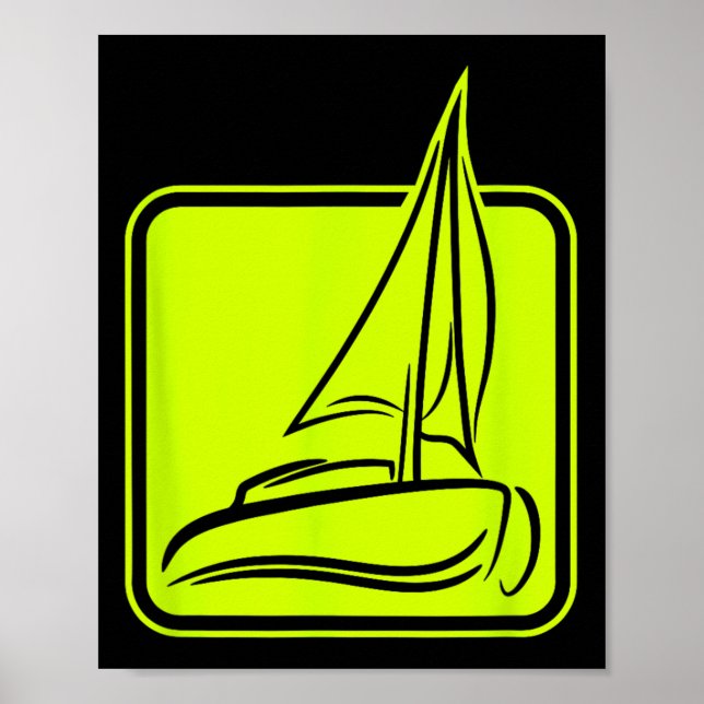 Poster Sailing Logo Symbol Square Sailboat Ship Captain C (Devant)