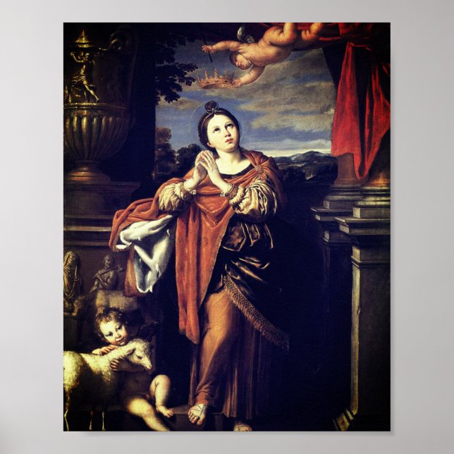 Poster Saint Agnes par Domenichino (c. 1620) (Devant)