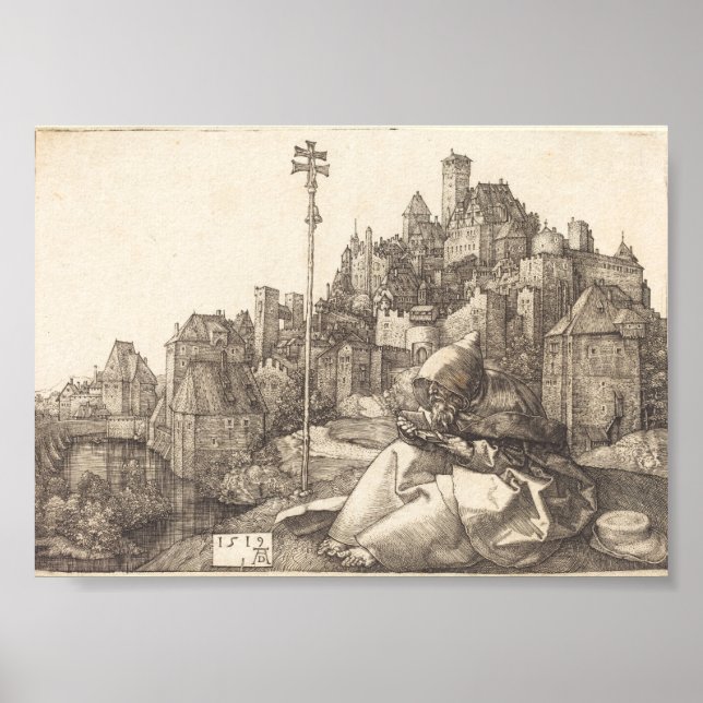 Poster Saint Anthony Reading (Albrecht Durer 1519) (Devant)