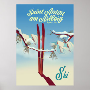 Poster Saint Anton am Arlberg, Alpes Tyroliennes, Autrich