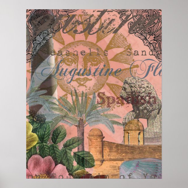 Poster saint augustine florida voyage art antique (Devant)