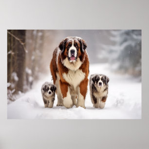 Poster Saint Bernard Animaux de chiens de compagnie Famil