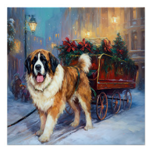 Poster Saint Bernard Christmas Festive