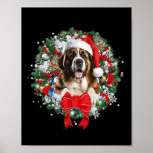Poster Saint Bernard Décor de couronne de Noël Noël Noël