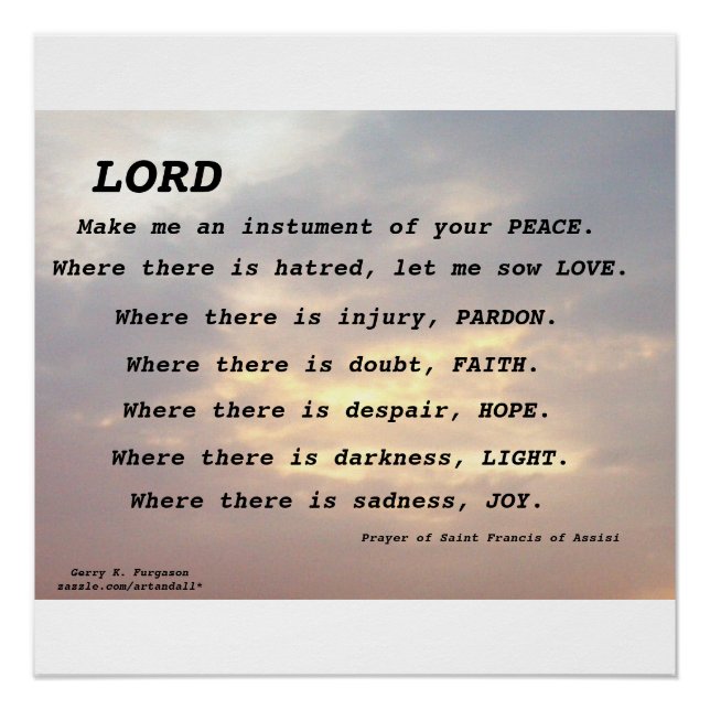 POSTER SAINT FRANCIS PRAYER GLOSSY (Devant)