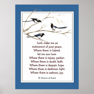 Poster Saint François d'Assise Prière avec les oiseaux de
