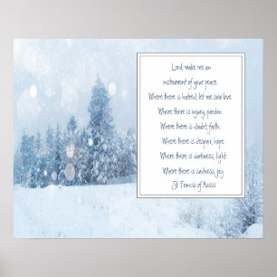 Poster Saint François d'Assise Prière Forêt de neige hive