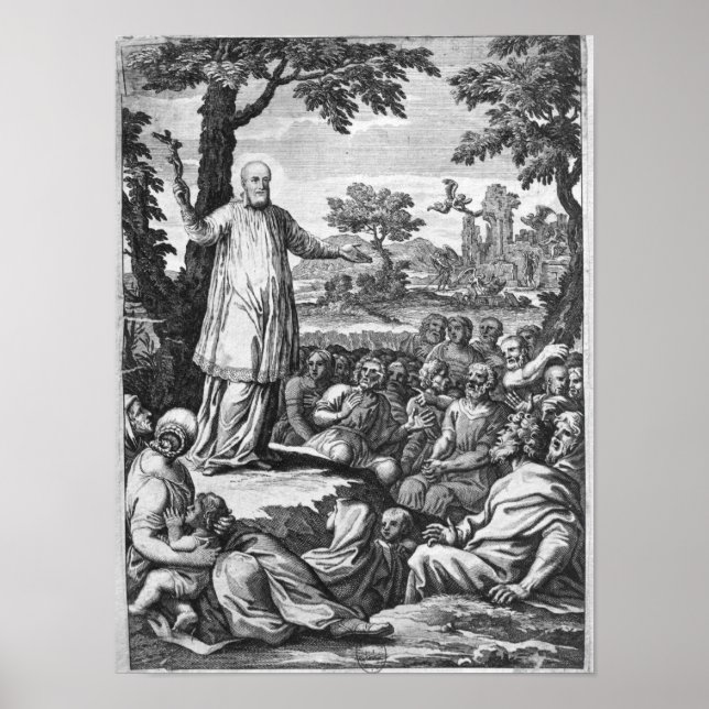 Poster Saint François de la Vente prêchant à (Devant)