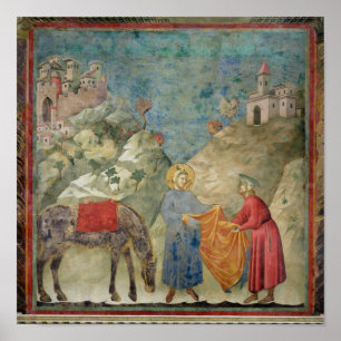 Poster Saint François donne son manteau à un étranger