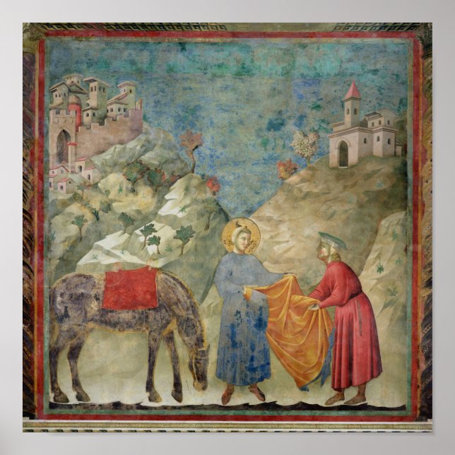 Poster Saint François donne son manteau à un étranger (Devant)