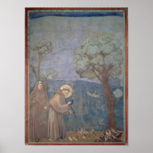 Poster Saint François Prêcher aux oiseaux, 1297-99
