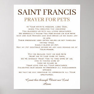 Poster Saint François Prière pour les animaux