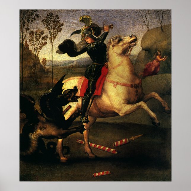 Poster Saint George combattre le dragon par Raphael Sanzi (Devant)